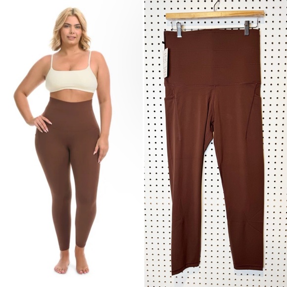 Akara | NWT Tummy Control Leggings, High-Waisted Leggings in Deep Mahogany Sz. M - Picture 1 of 7